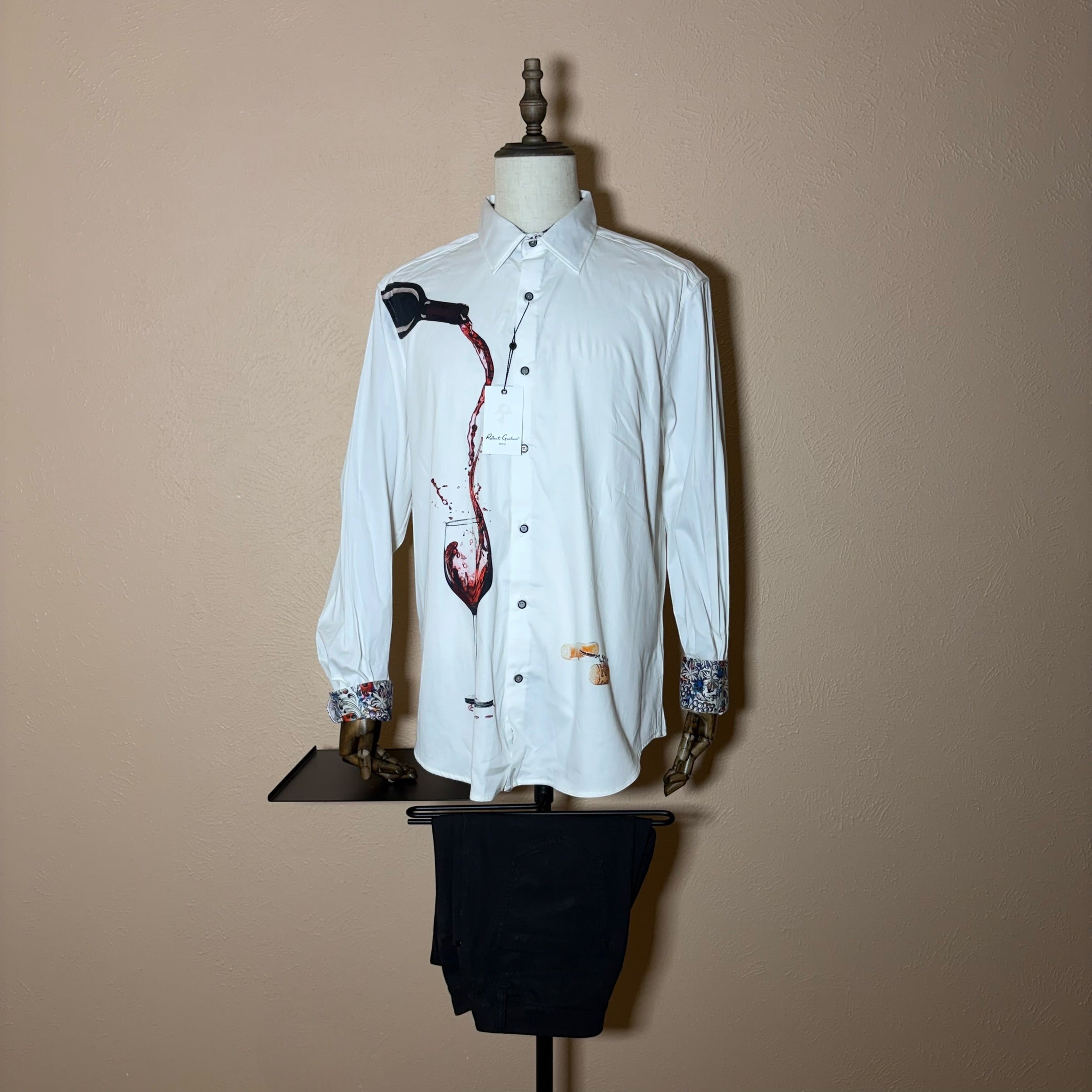 Robert Graham Shirt Mens 2XL Pinot Noir 2 Flip-Cuff