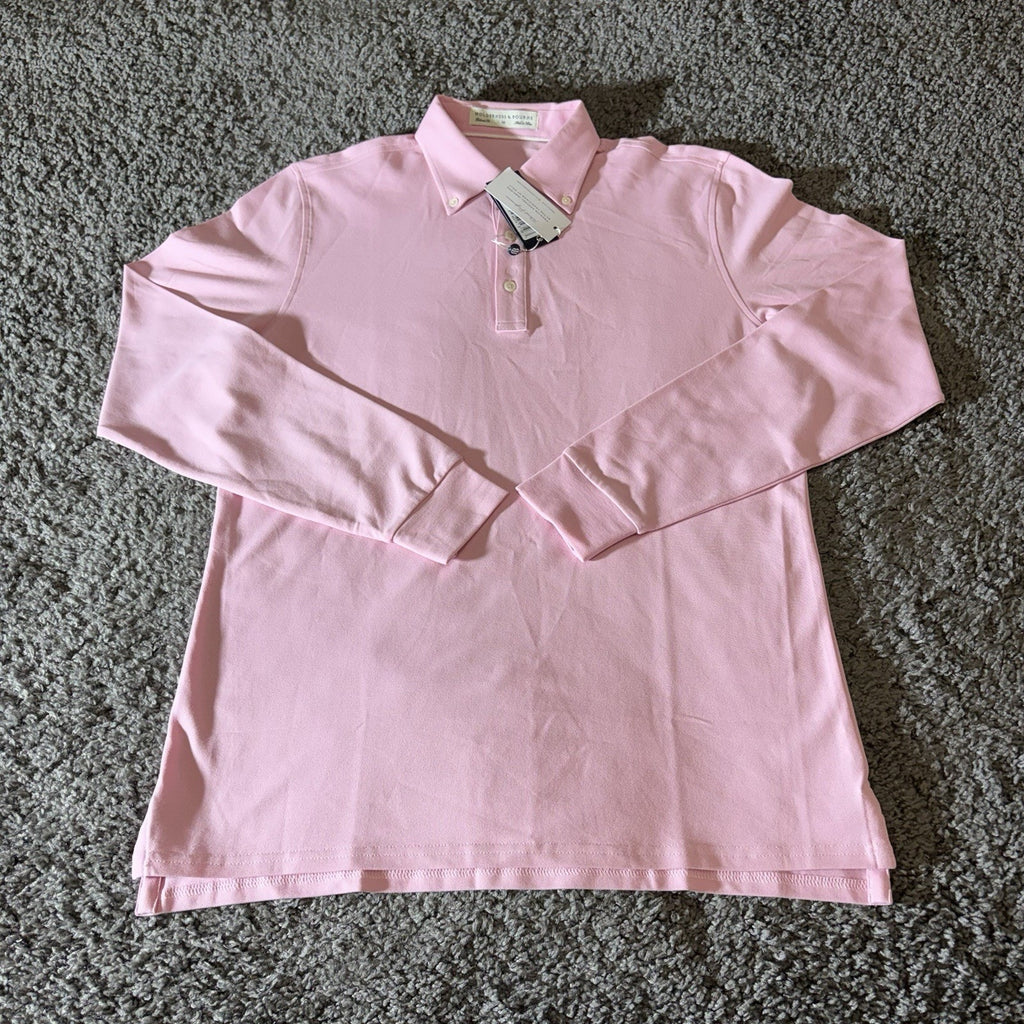 Houlderness & Bourne Polo Shirt Mens M Burton Scotch Pink Pique Button Down