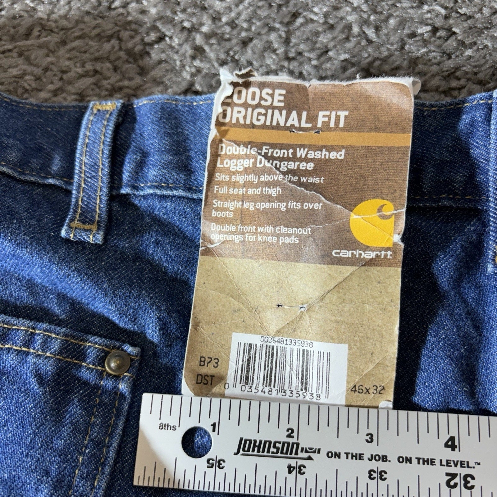Carhartt Jeans Mens 46X32 B73 Double-Knee Dungaree