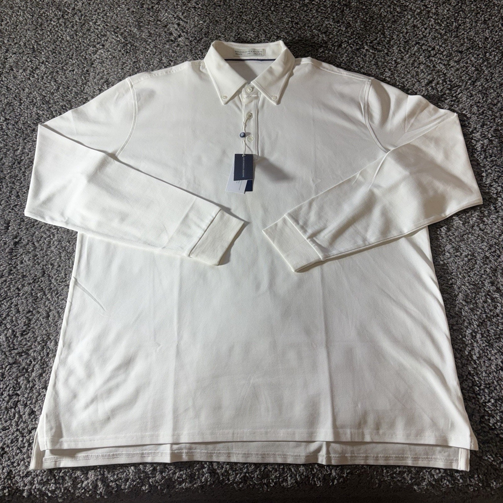 Houlderness & Bourne Polo Shirt Mens 2XL Burton Scotch Pink Pique Button Down