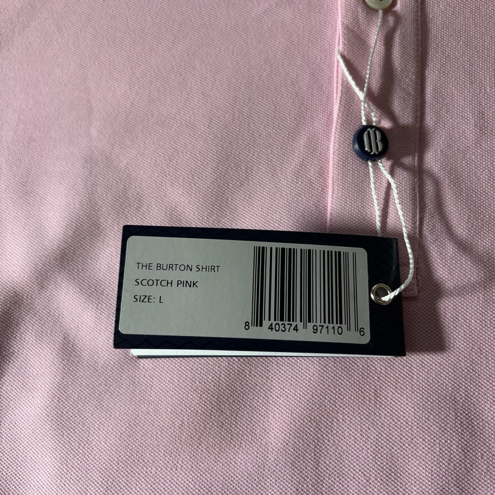 Houlderness & Bourne Polo Shirt Mens L Burton Scotch Pink Pique Button Down