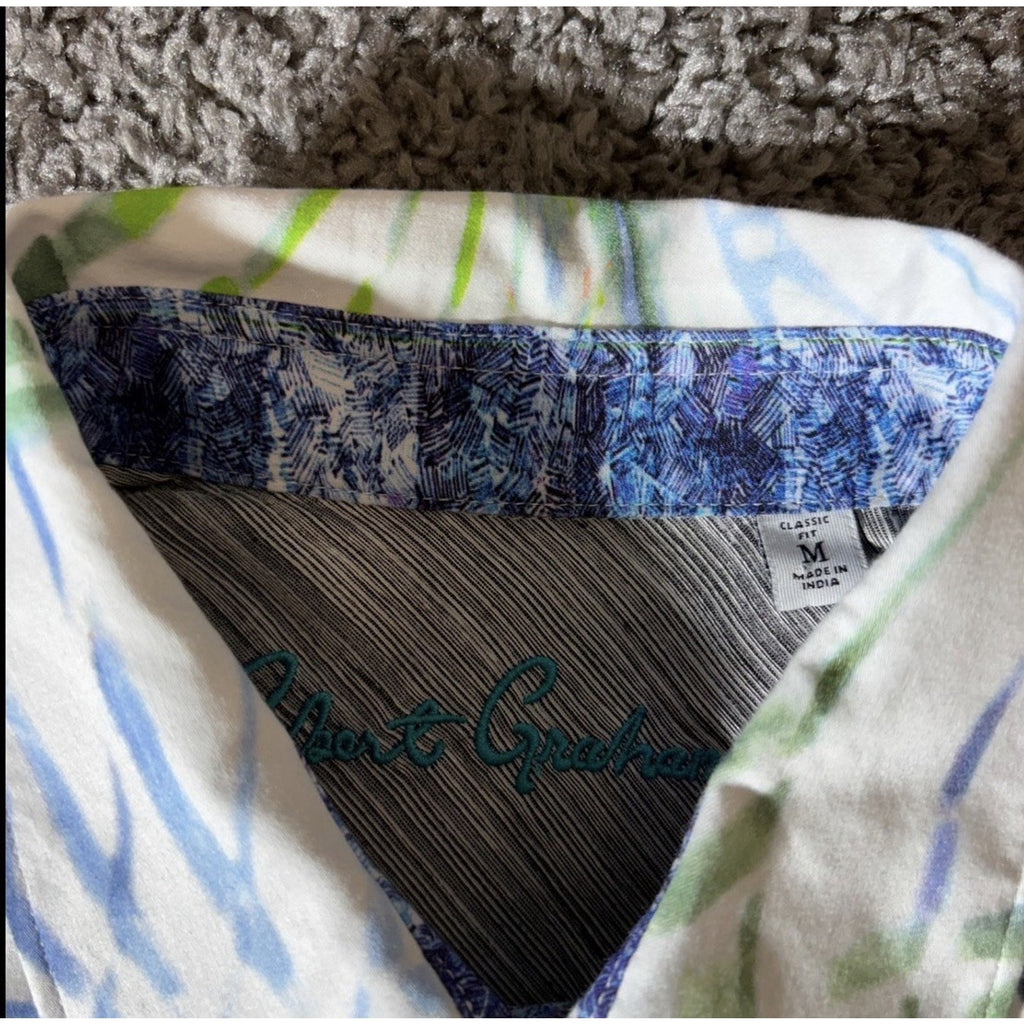 Robert Graham Shirt Mens M Danceteria Abstract Palm Leaf