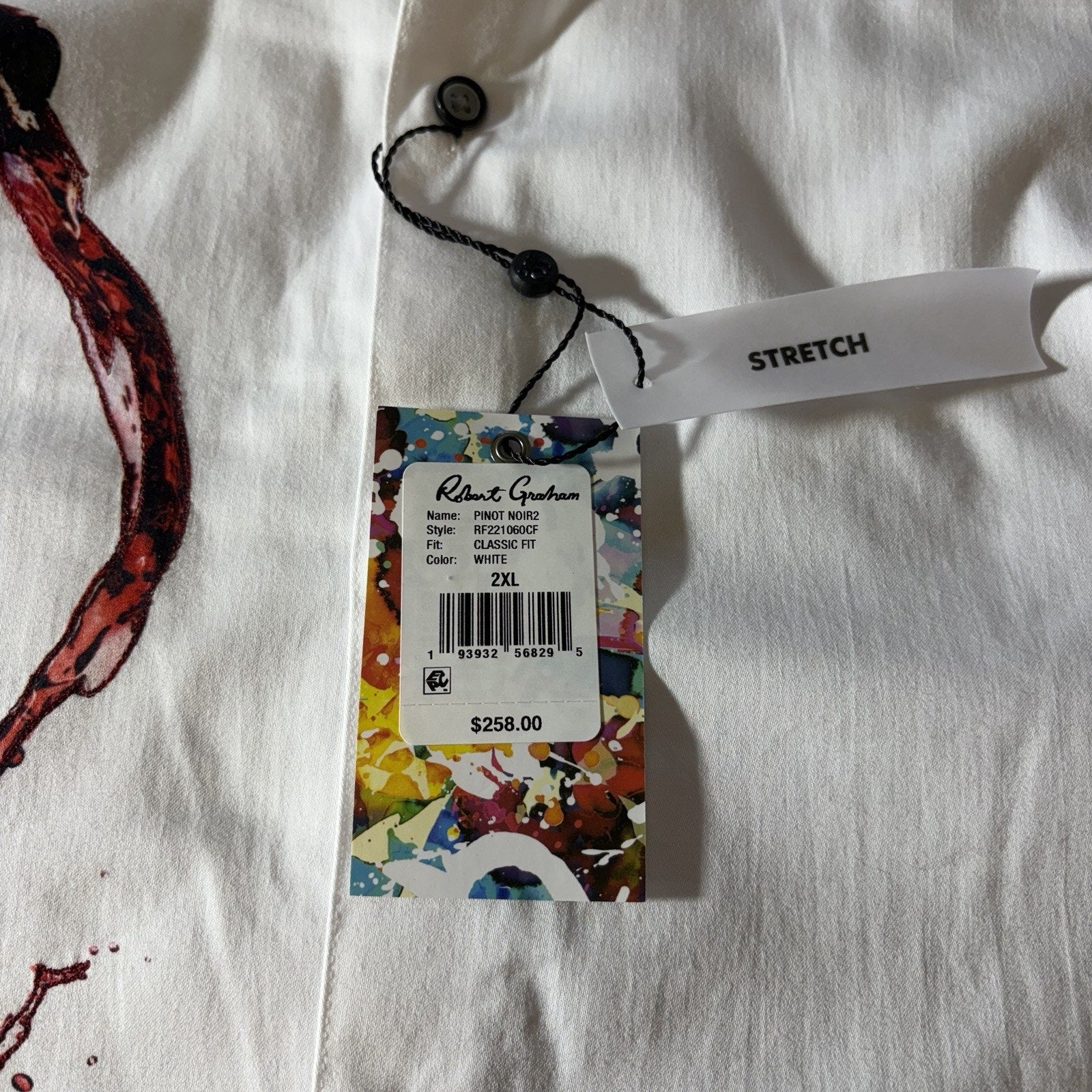 Robert Graham Shirt Mens 2XL NWT Pinot Noir 2 Flip Cuff Wine Pour Spill Dress