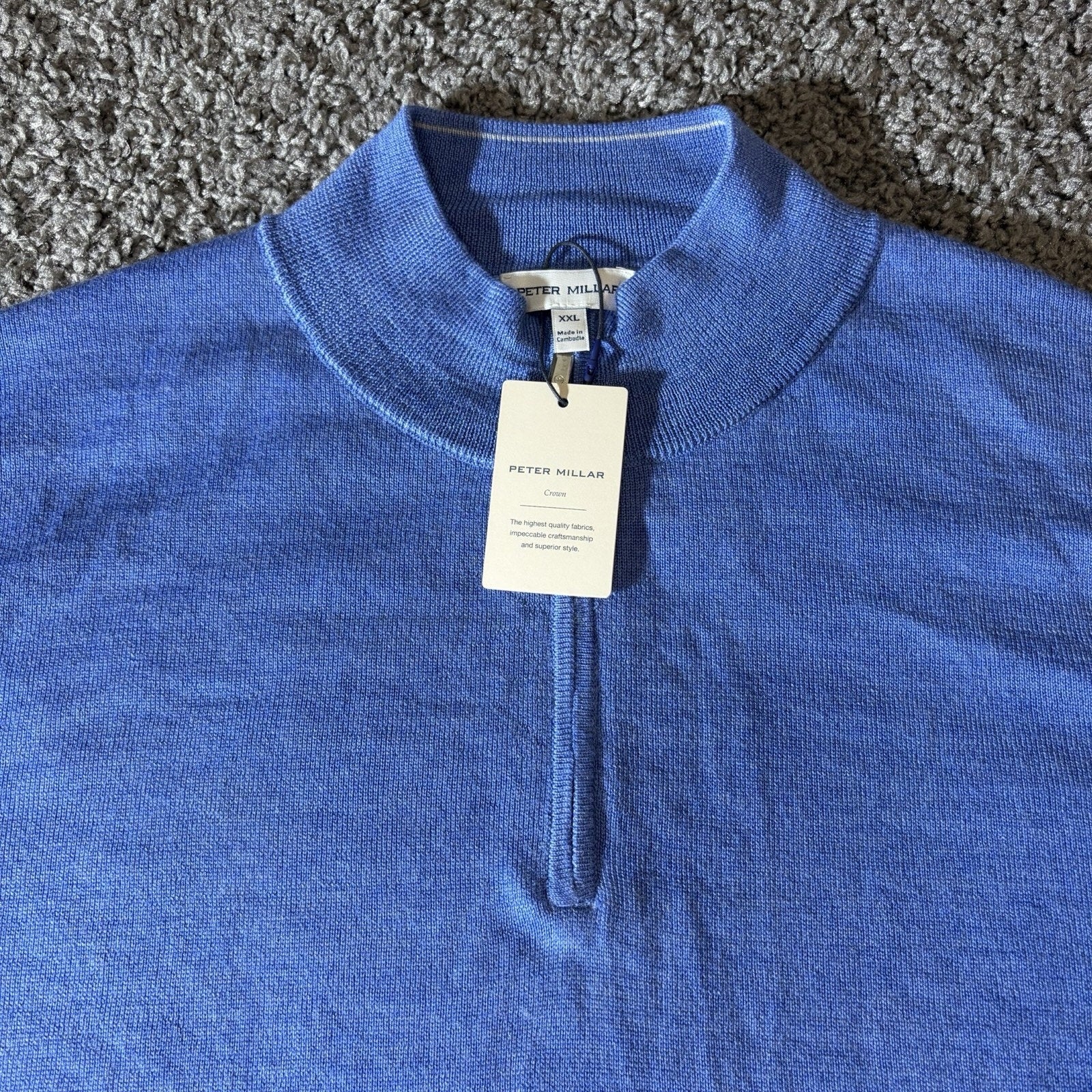 Peter Millar Sweater Mens 2XL Autumn Crest Quarter Zip Merino Suede Golf Office