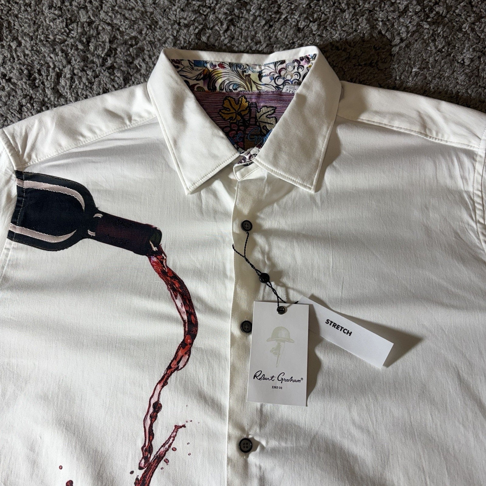 Robert Graham Shirt Mens 2XL NWT Pinot Noir 2 Flip Cuff Wine Pour Spill Dress