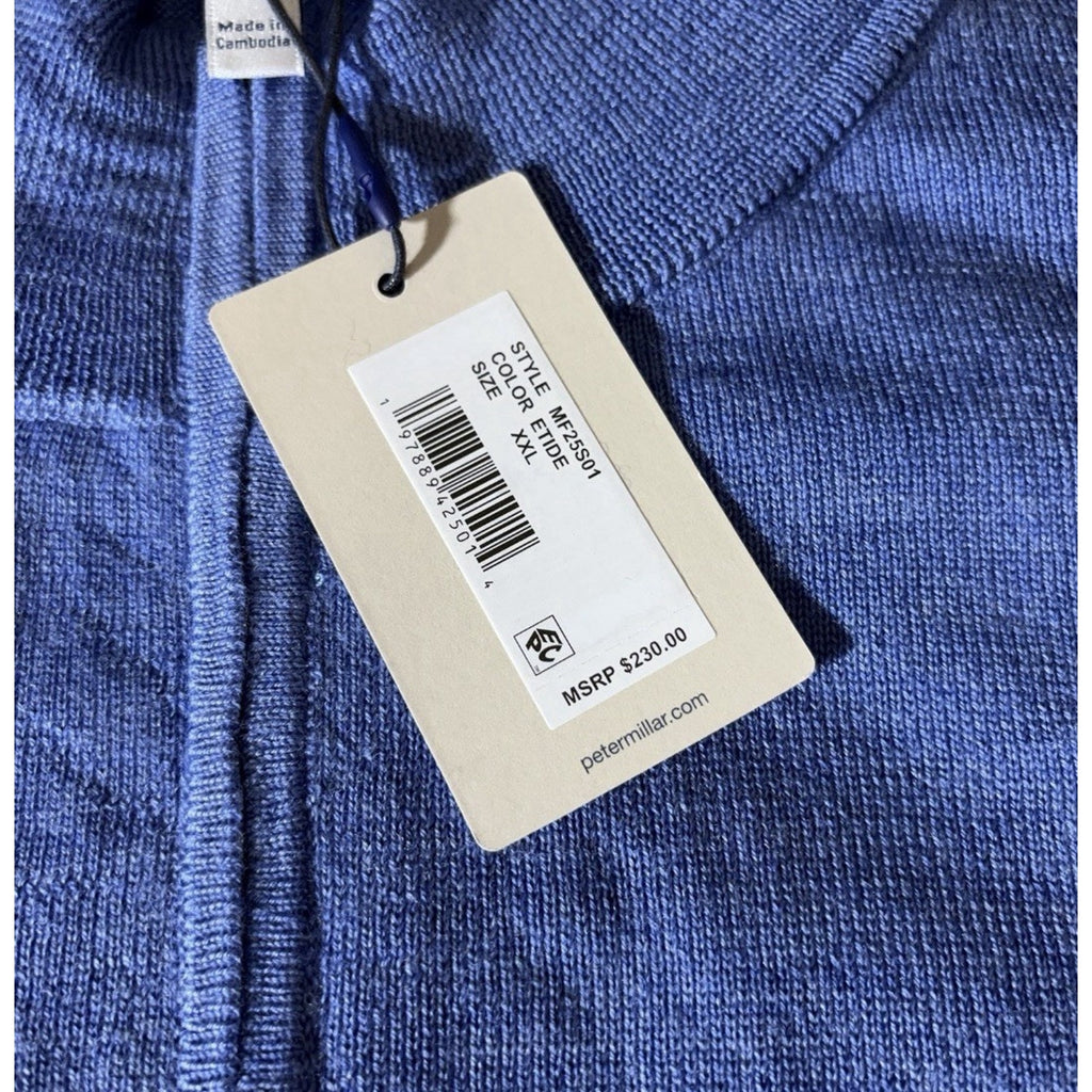 Peter Millar Sweater Mens 2XL Autumn Crest Suede-Trim Quarter-Zip