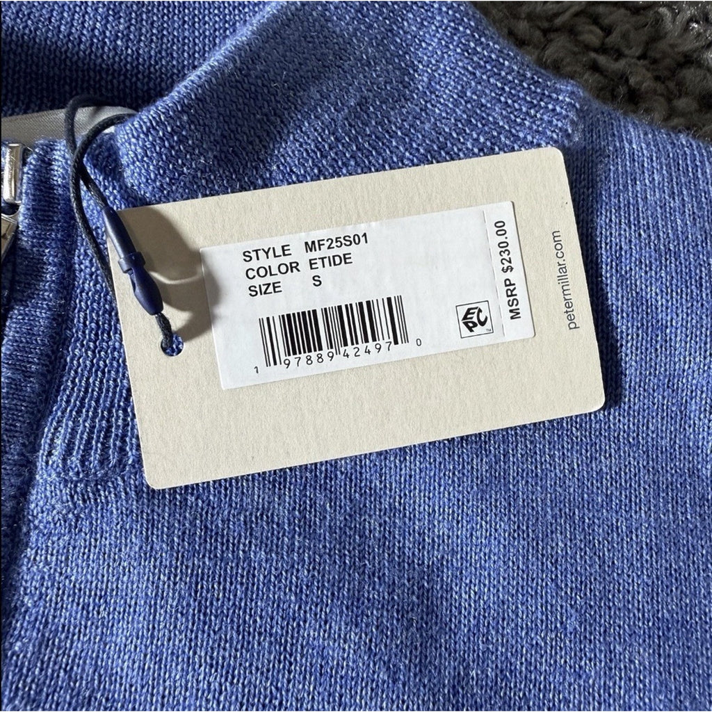 Peter Millar Sweater Mens S Autumn Crest Suede-Trim Quarter-Zip