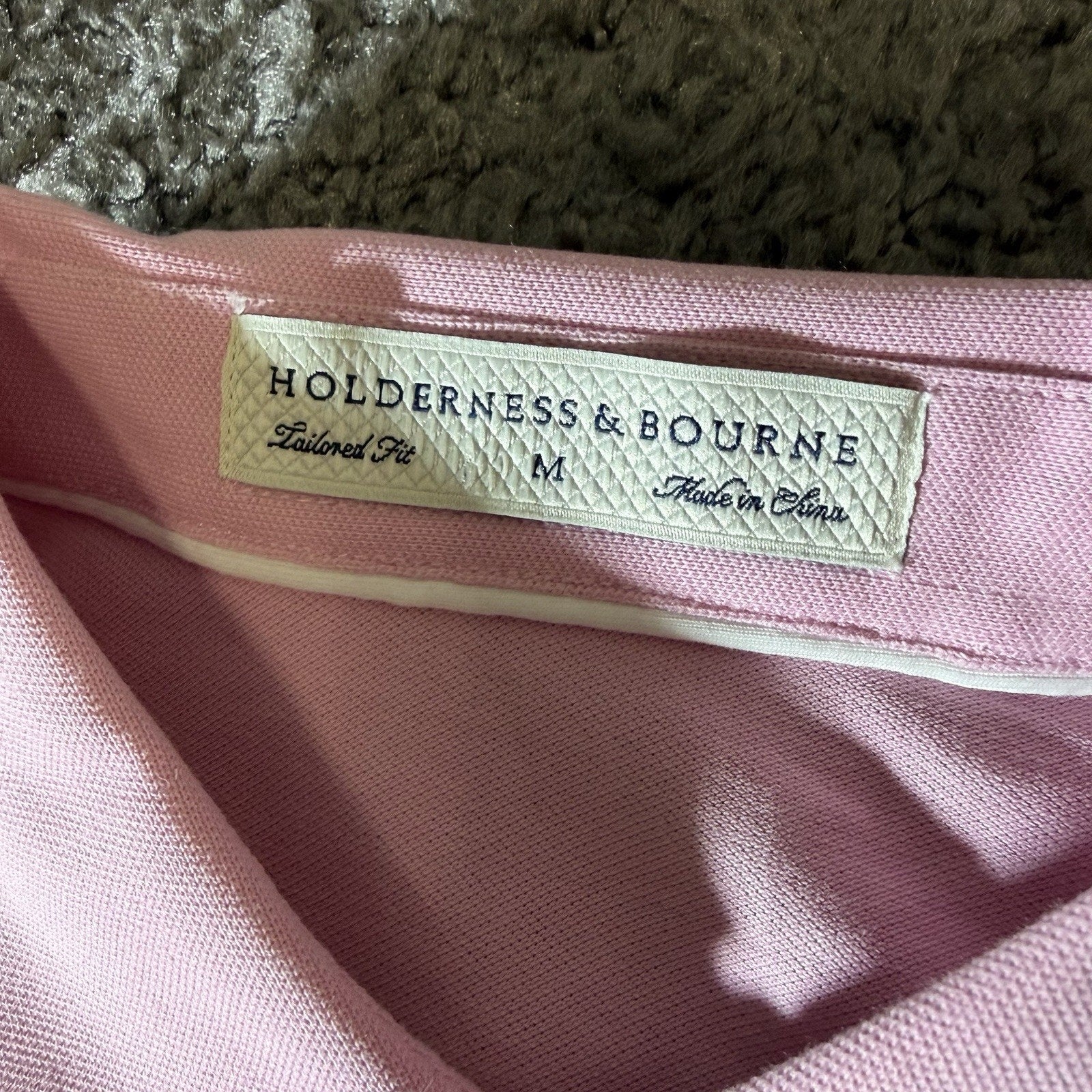 Houlderness & Bourne Polo Shirt Mens M Burton Scotch Pink Pique Button Down