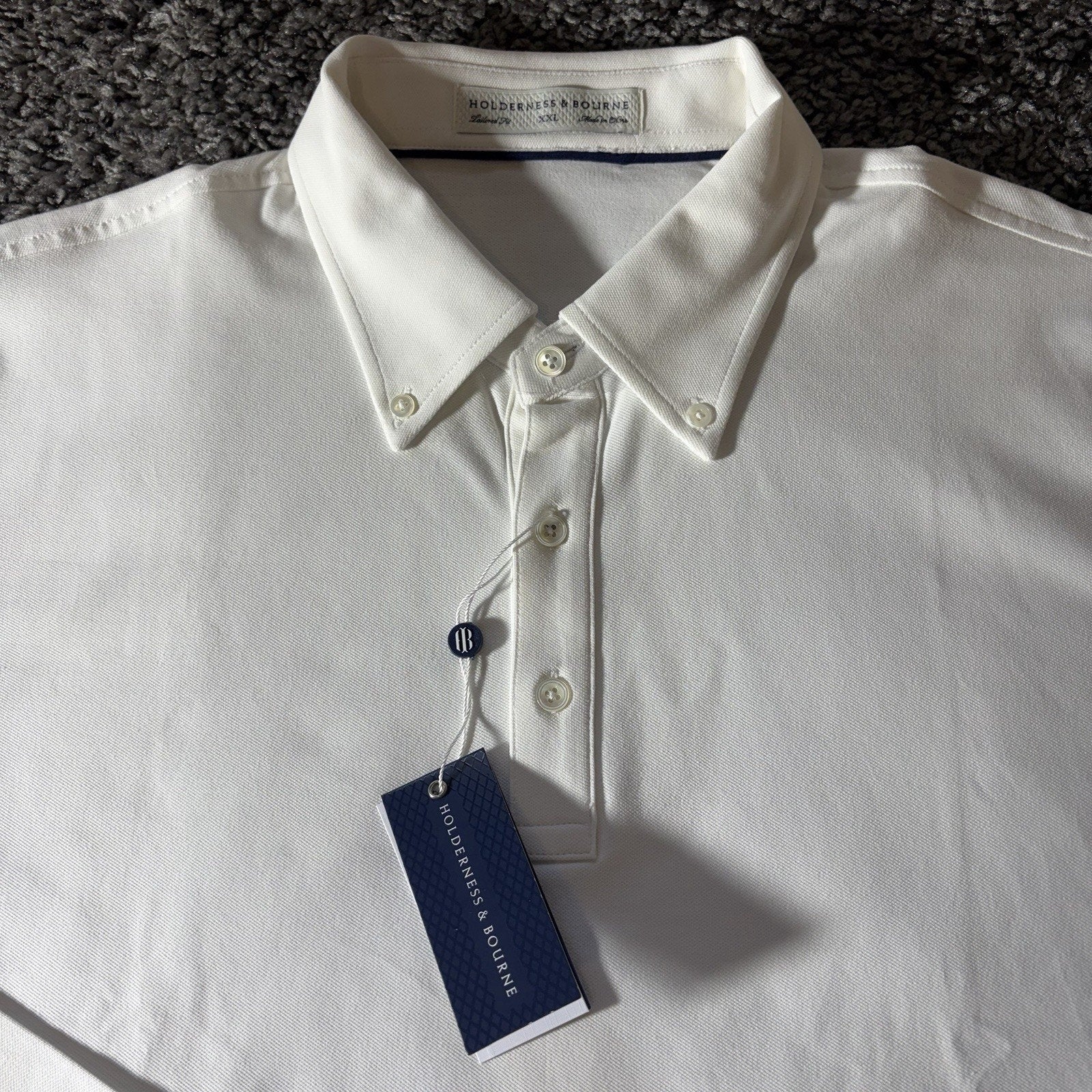 Houlderness & Bourne Polo Shirt Mens 2XL Burton Scotch Pink Pique Button Down