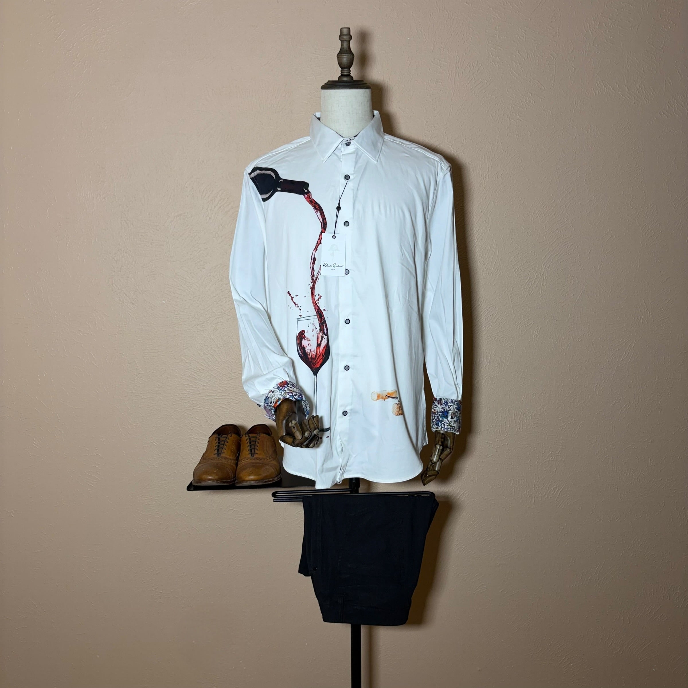 Robert Graham Shirt Mens 2XL Pinot Noir 2 Flip-Cuff