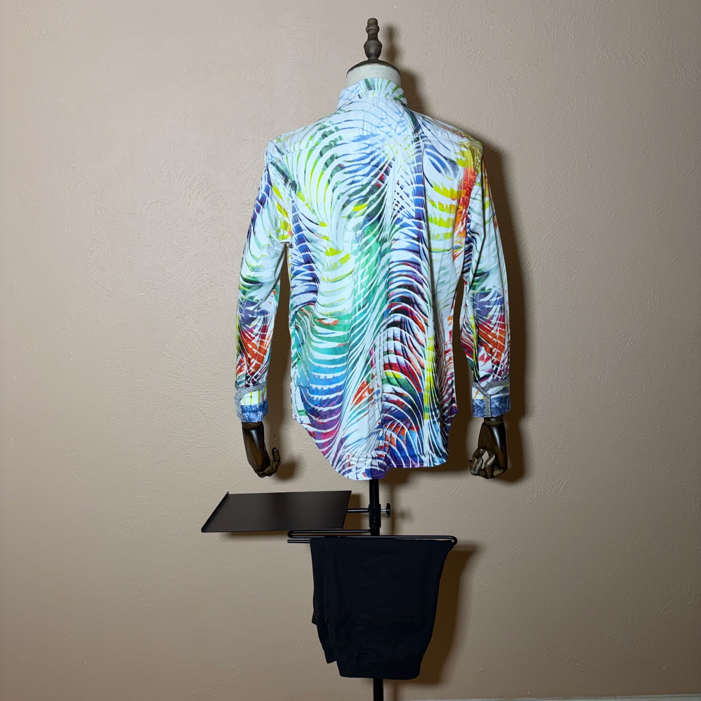 Robert Graham Shirt Mens M Danceteria Abstract Palm Leaf