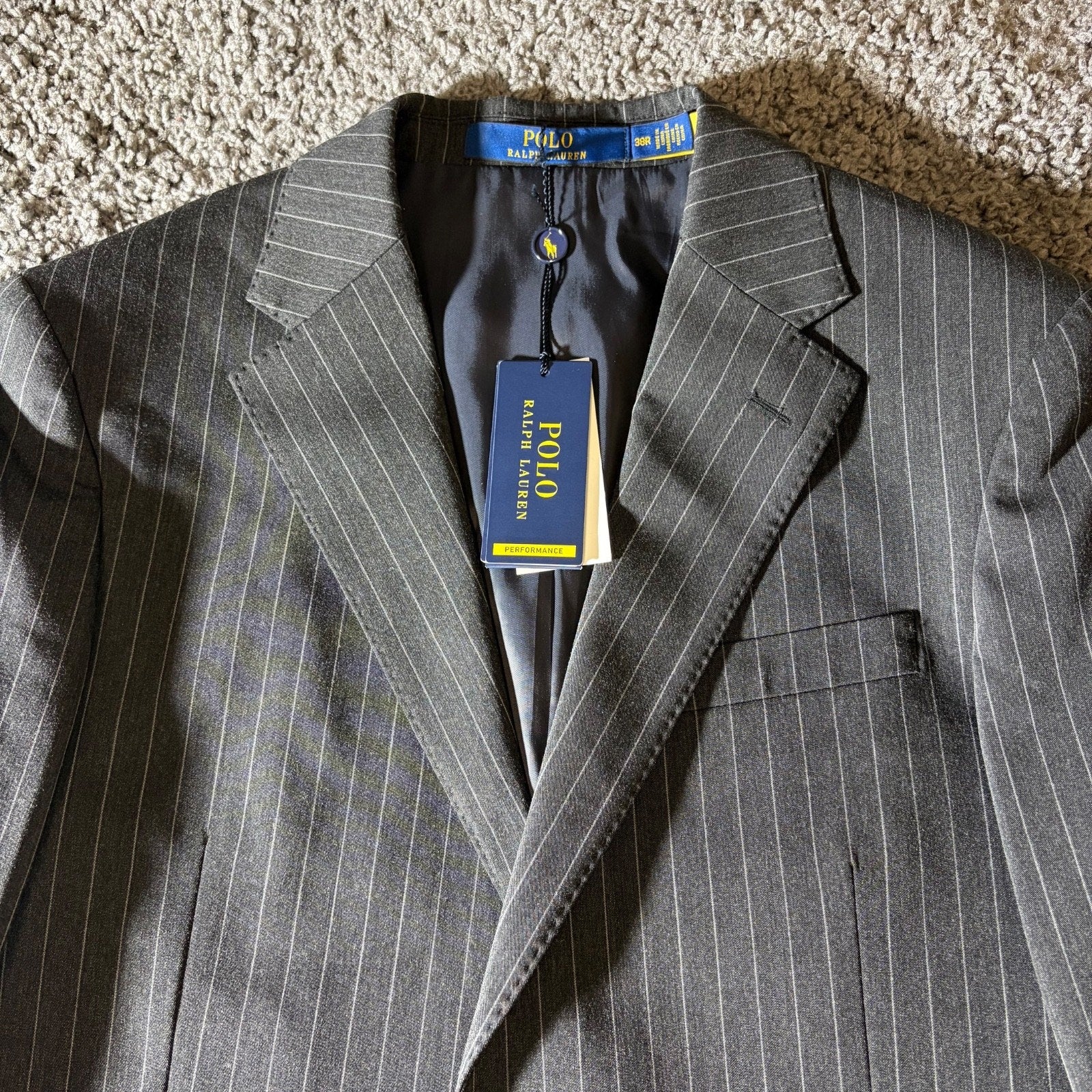 Polo Ralph Lauren Sport Coat Mens 38R Blazer Performance Jacket Pinstripe NWT