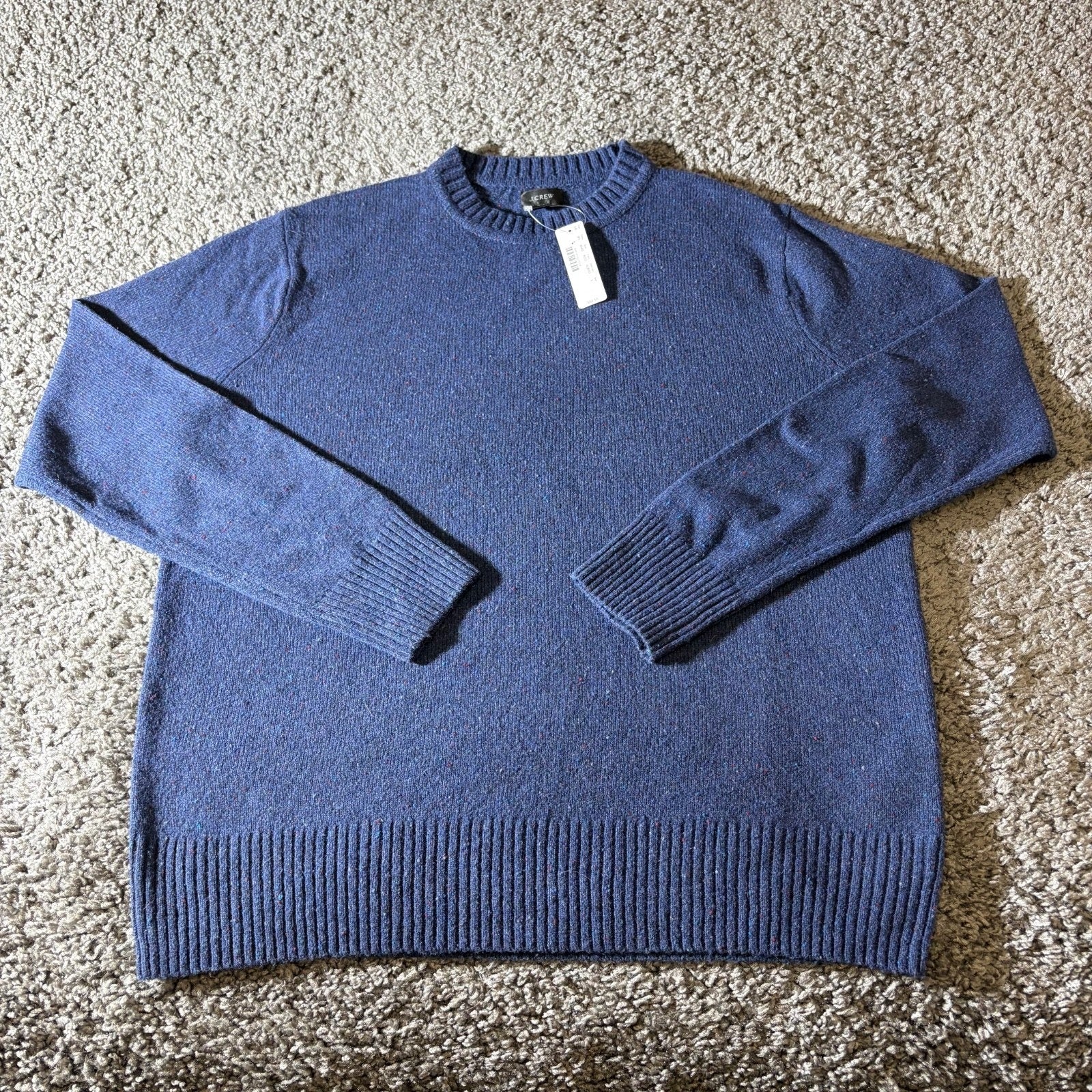 J Crew Sweater Mens L Pullover Wool Nep Fleck Knit Cosby Lounge Speckled