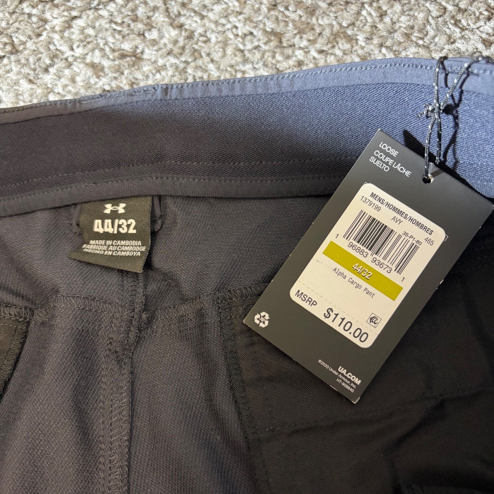 Under Armour Pants Mens 44X32 Alpha Tactical Cargo Gray