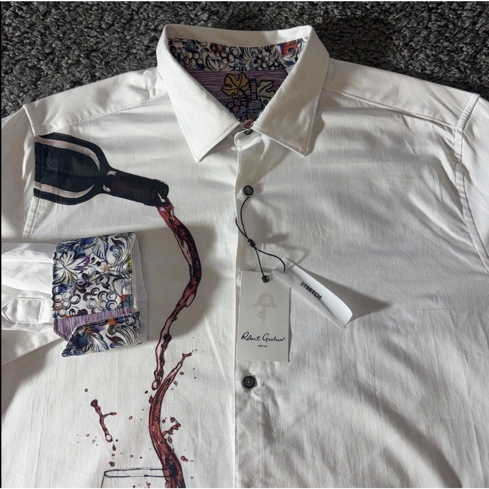 Robert Graham Shirt Mens 2XL Pinot Noir 2 Flip-Cuff