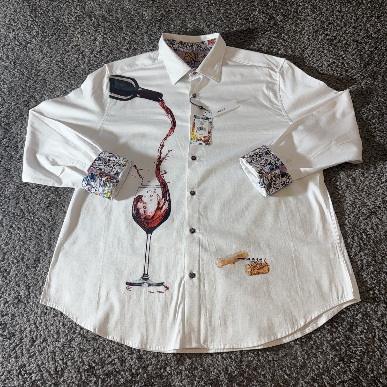 Robert Graham Shirt Mens 2XL NWT Pinot Noir 2 Flip Cuff Wine Pour Spill Dress