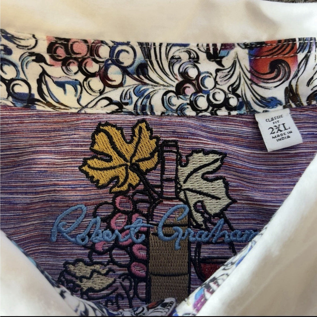 Robert Graham Shirt Mens 2XL Pinot Noir 2 Flip-Cuff