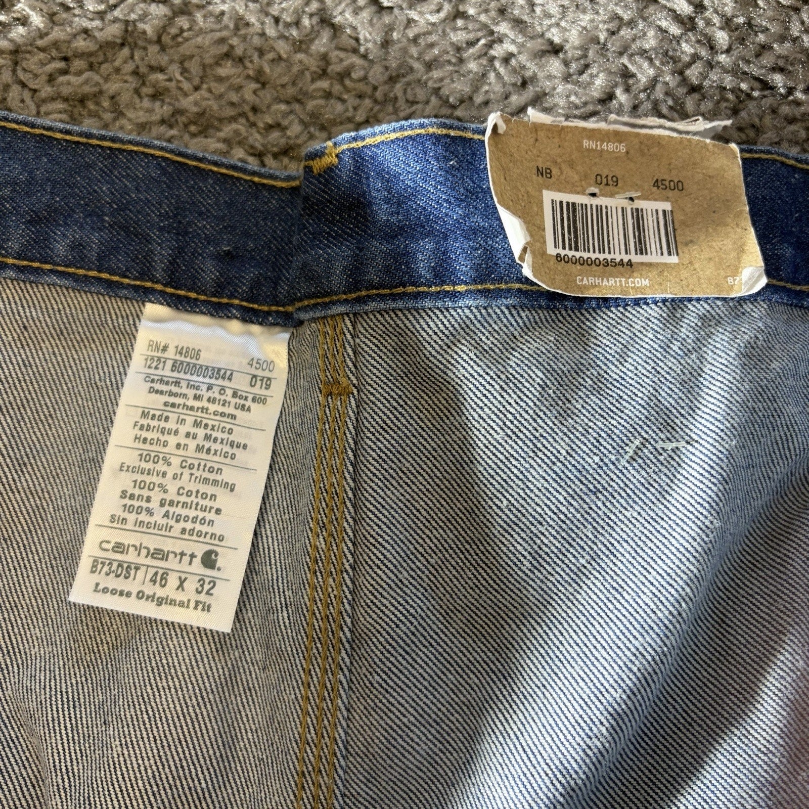 Carhartt Jeans Mens 46X32 B73 DST Double Knee Dungaree Workwear Performance