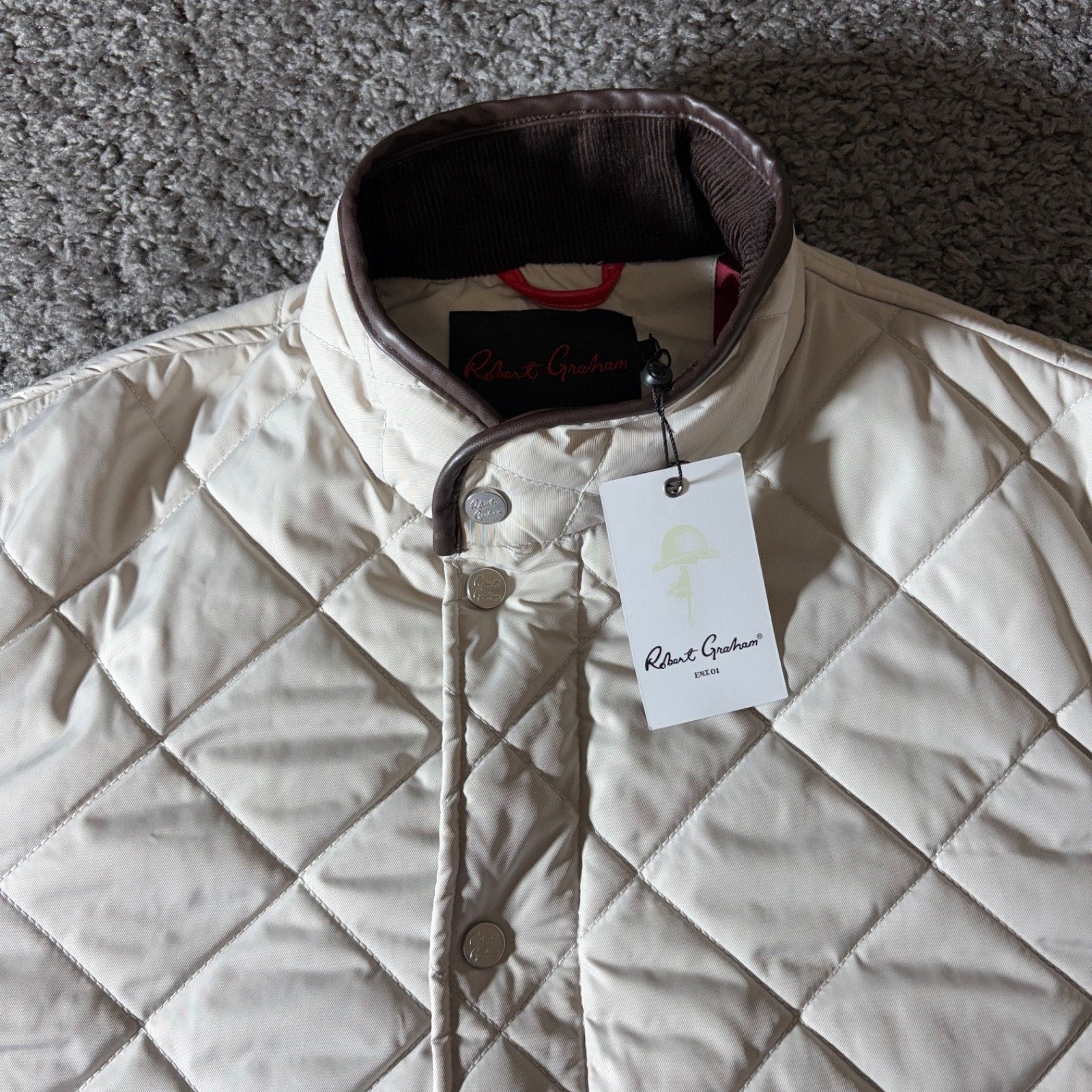 Robert Graham Jacket Mens L Diamond Travel Puffer Camp Designer Casual
