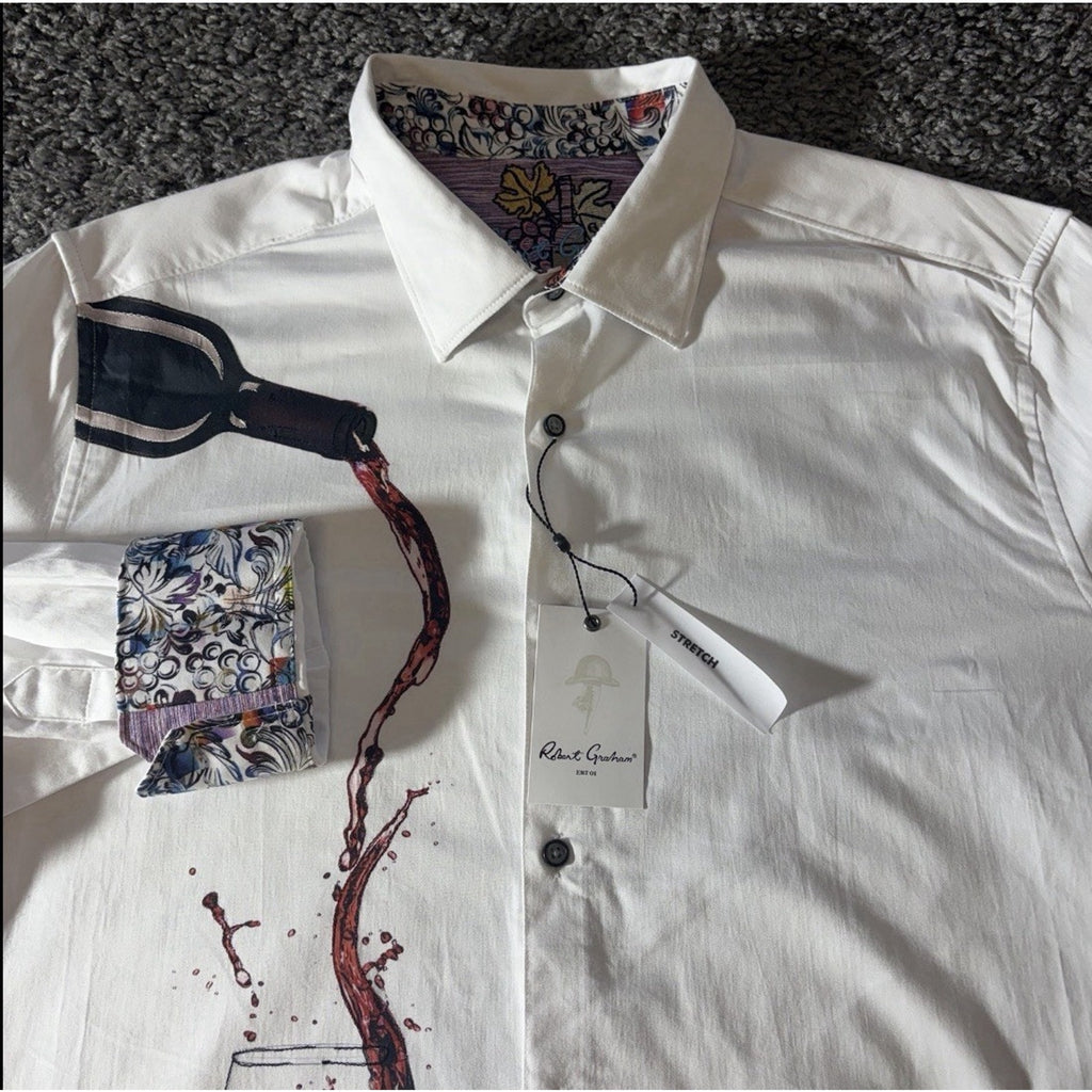 Robert Graham Shirt Mens 2XL Pinot Noir 2 Flip-Cuff