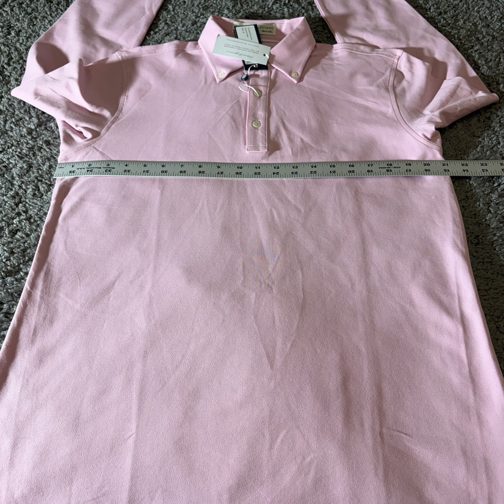 Houlderness & Bourne Polo Shirt Mens M Burton Scotch Pink Pique Button Down