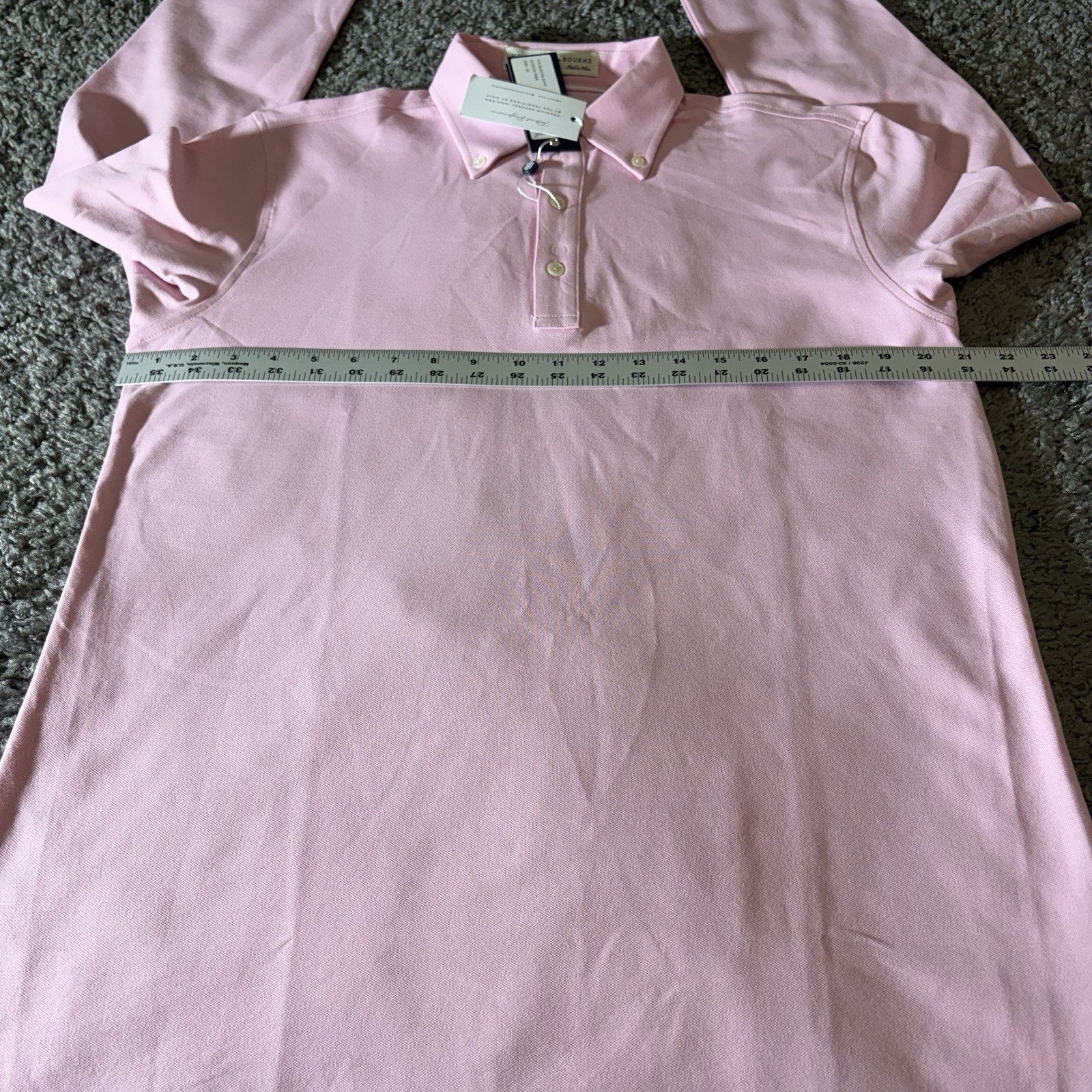 Houlderness & Bourne Polo Shirt Mens M Burton Scotch Pink Pique Button Down