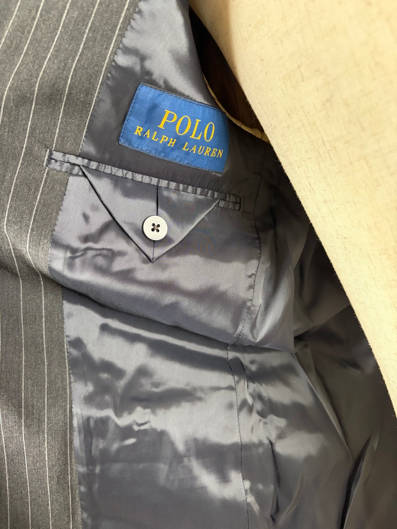 Polo Ralph Lauren Men's Pinstripe Wool Sport Coat Blazer Charcoal Grey Size 38R - Serenity Selections